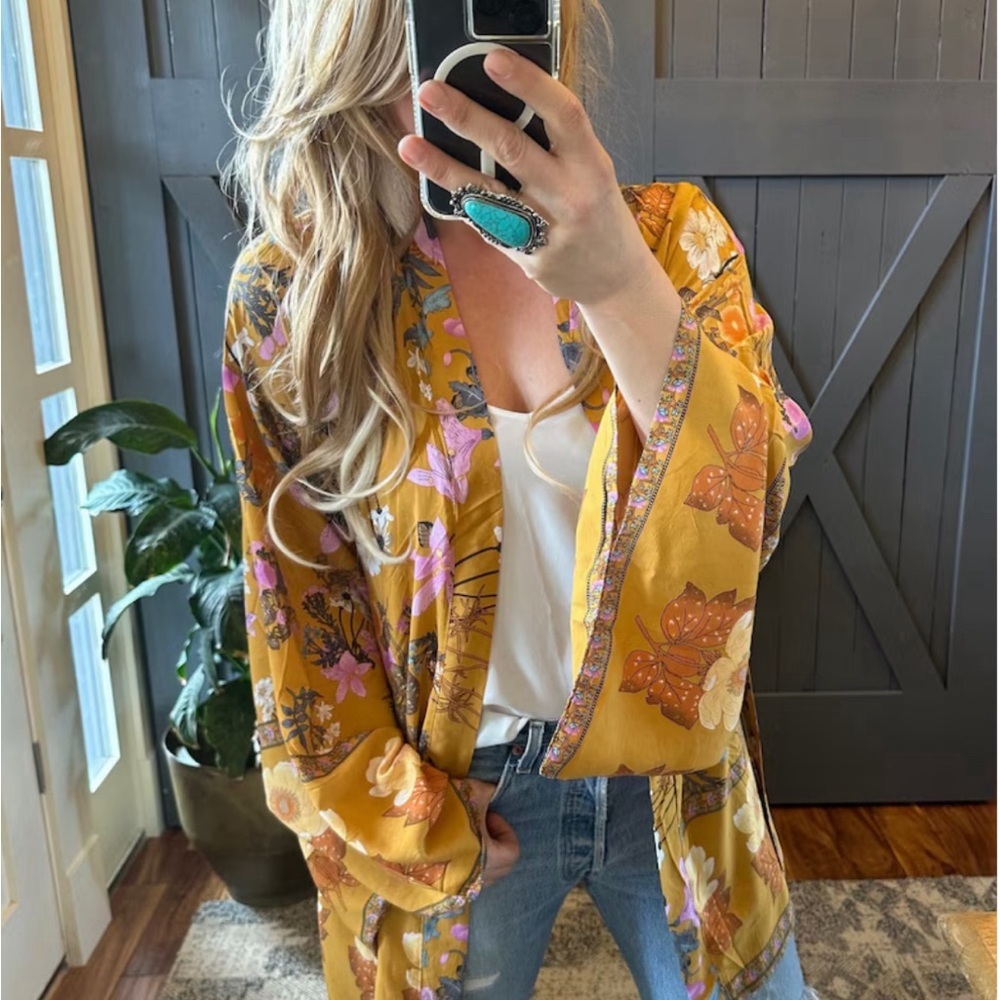 New Boho Floral Kimono Sleeve Cardigan Floral Top Jacket Swim Cover-up Women's